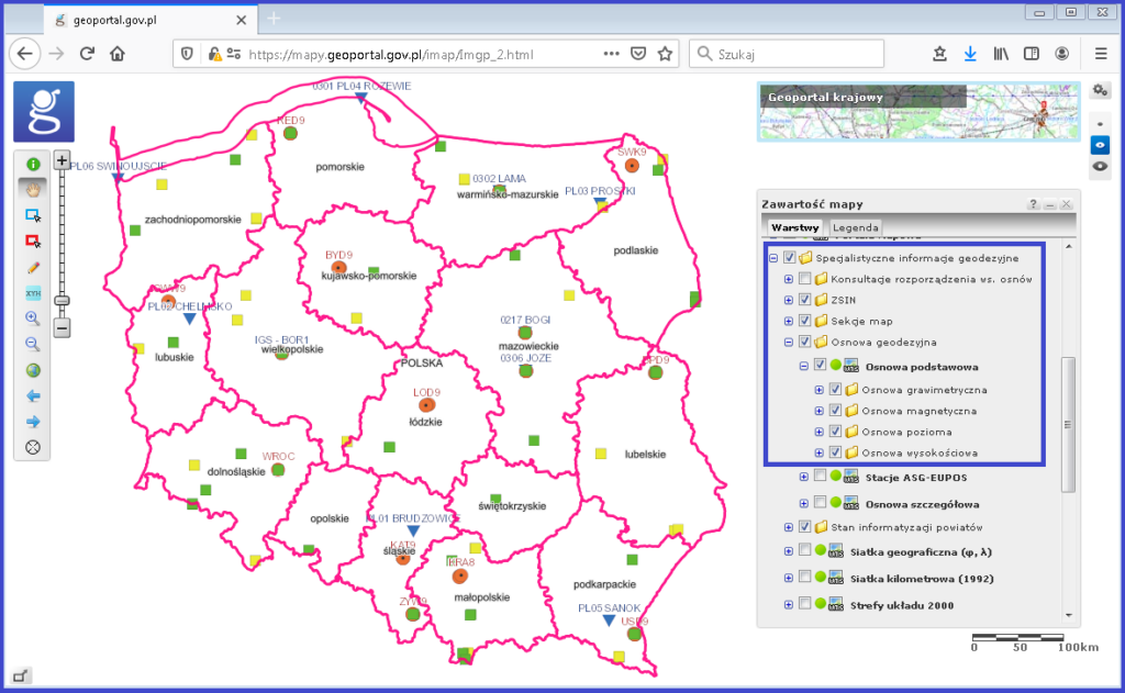 Grafika przedstawiająca dane PRPOG prezentowane w serwisie www.geoportal.gov.pl