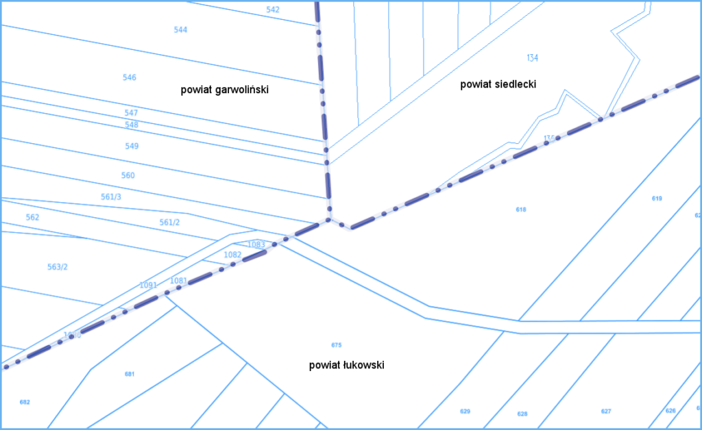 Grafika przedstawiająca przykładowy fragment mapy zwracanej przez usługę KIEG