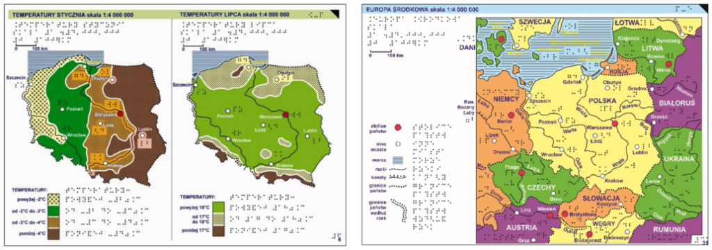 Przykład map w wersji do druku i termouwypuklenia w technologii papieru puchnącego