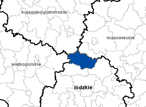 Ilustracja przedstawia obszary powiatów objętych aktualizacją zbiorów danych BDOT10k.